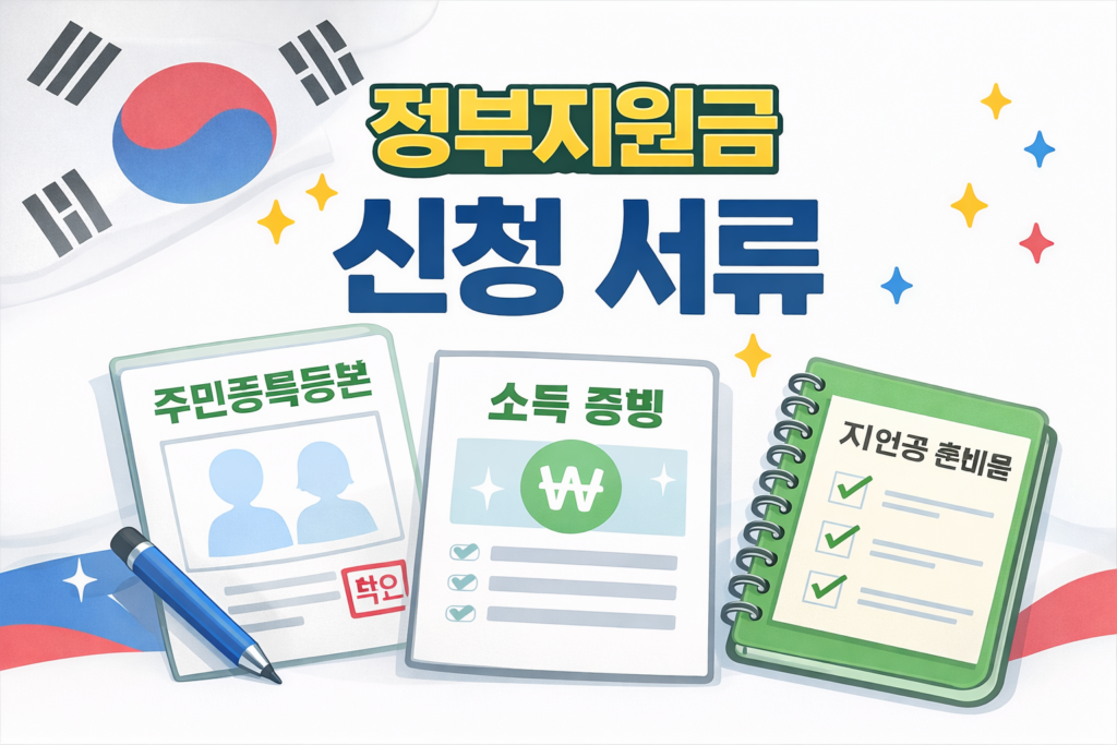 정부지원금 신청 서류 안내