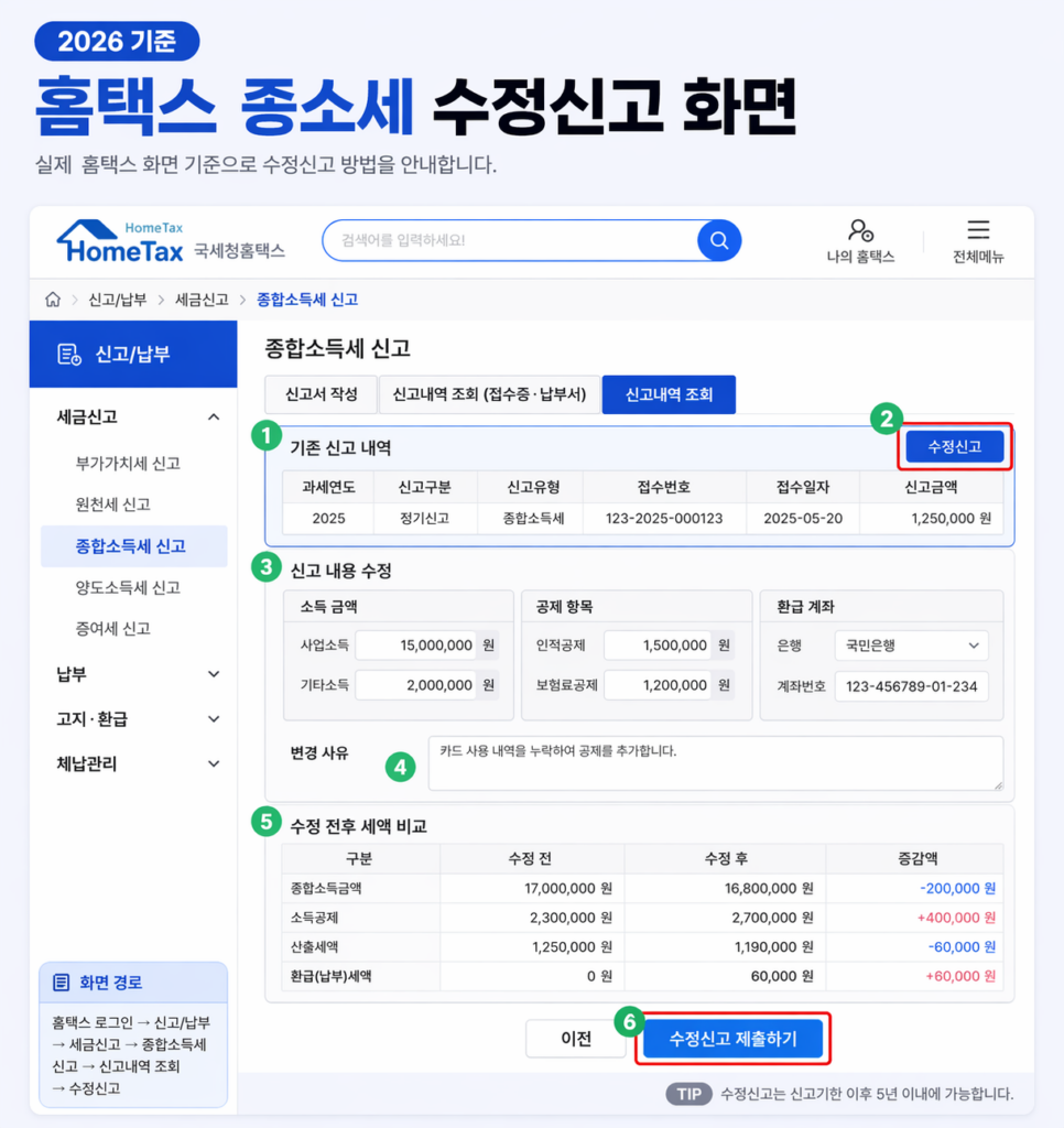 홈택스 수정신고